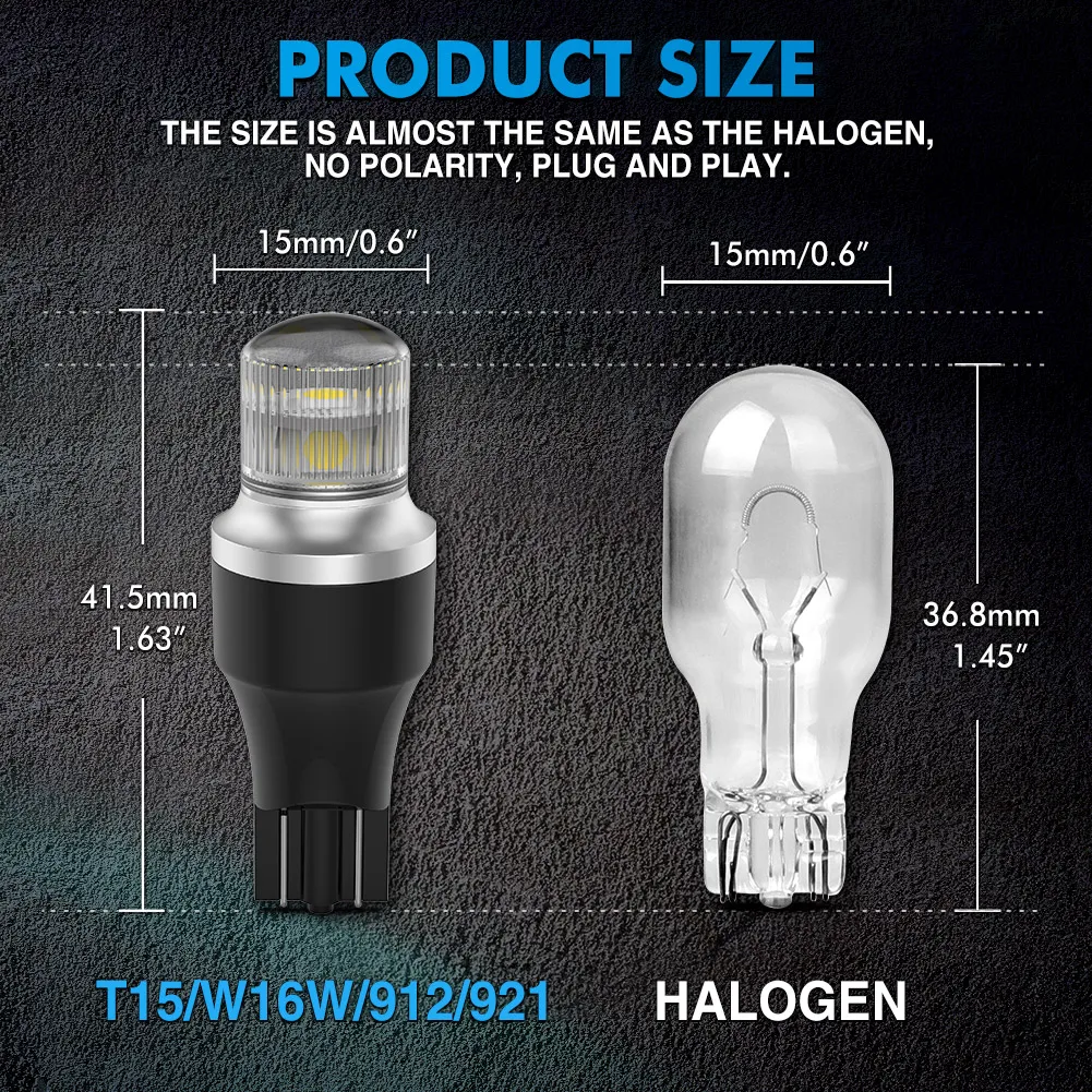 NAO-W16W LED T15  ,   CANBUS,  , 12V  ڵ 5W 1000LM T16 902 912 921 3SMD 3030 ڵ 