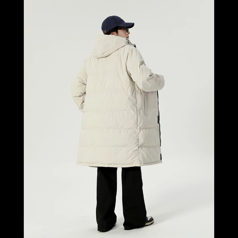 Winter Jacket Couple's Trendy Simple Thickened Cold-proof Long Down Cotton Padded Coat Men's Brand Ski Warm Hooded Parka