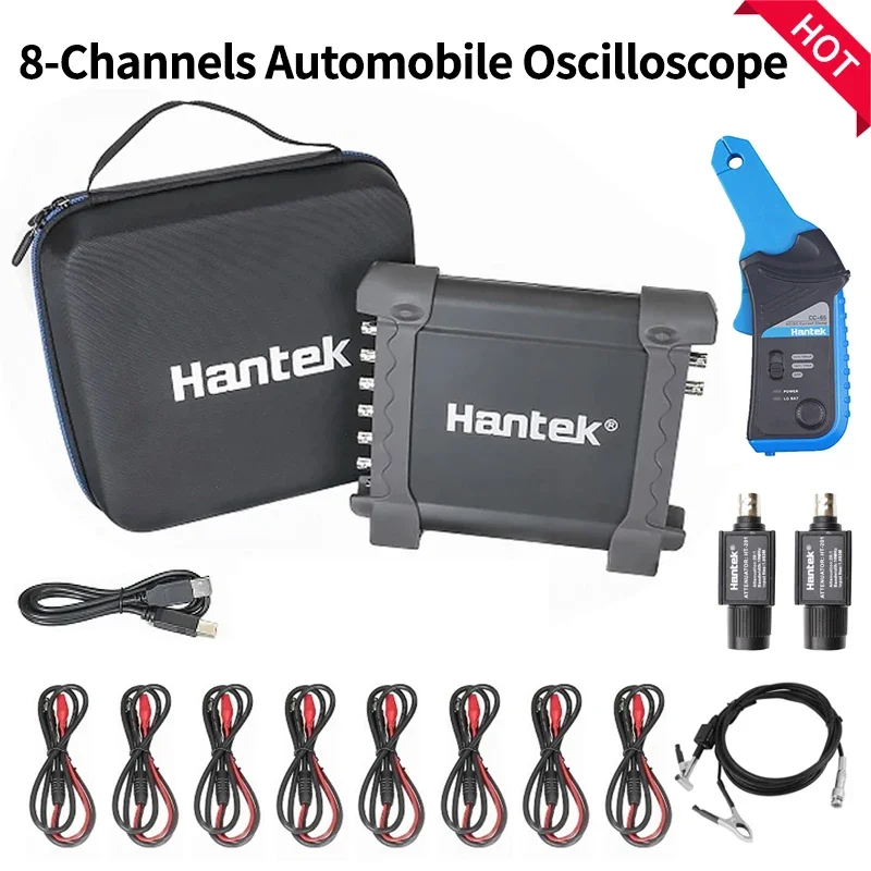 8-Channels Automotive Oscilloscope Hantek 1008C + 20 times attenuator HT201 + Current probe CC65 + current clamp USB virtual digital oscilloscope