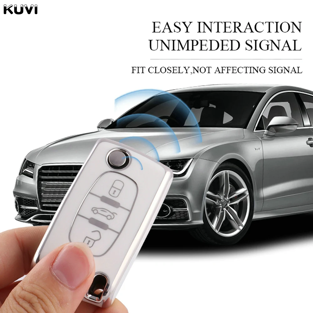 Key Case TPU Flip Remote Car For Citroen C2 C3 C4 C5 C6 Xsara Berlingo For Peugeot 207 307 308 407 607 807 Protector Fob