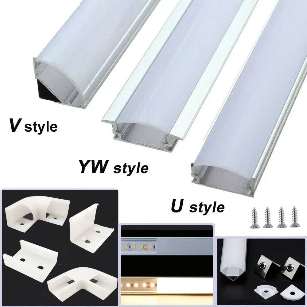 U/V/YW Style Shaped profile 0.5m Aluminum DC12V LED Bar Light 2-25 Pcs Channel Holder Cover DIY For milky cover strip channeles led light led light bar led aluminum channel