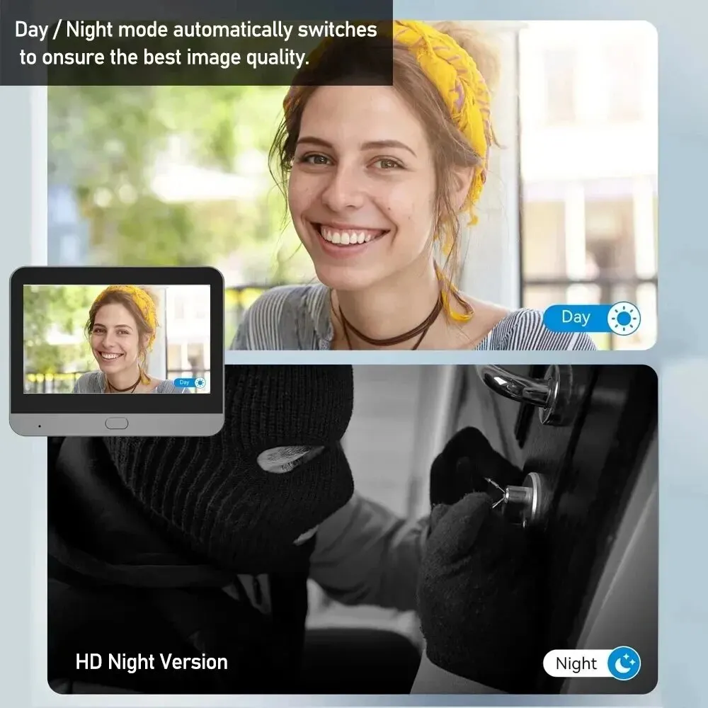 4.3 Inch Tuya Wide Angle Video Doorbell Camera One Way Intercom Motion Detection Wifi 5000mAh Battery