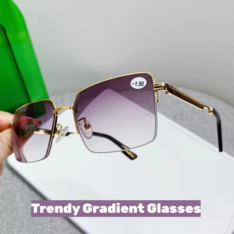 

Business Blue Light Blocking Myopia Glasses Men's Gradient Computer Eyewear Unisex Fashion Transparent Minus Diopter Glasses