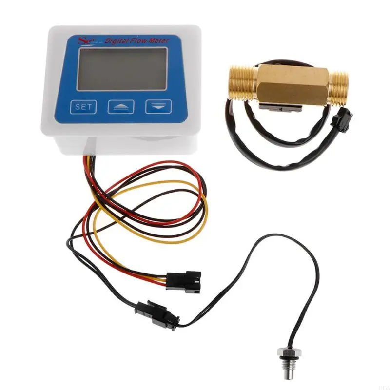 Water Flow Meter Digital LCD display Water flow sensor meter flowmeter totameter Temperature time record With G1/2" flow sensor With backlight