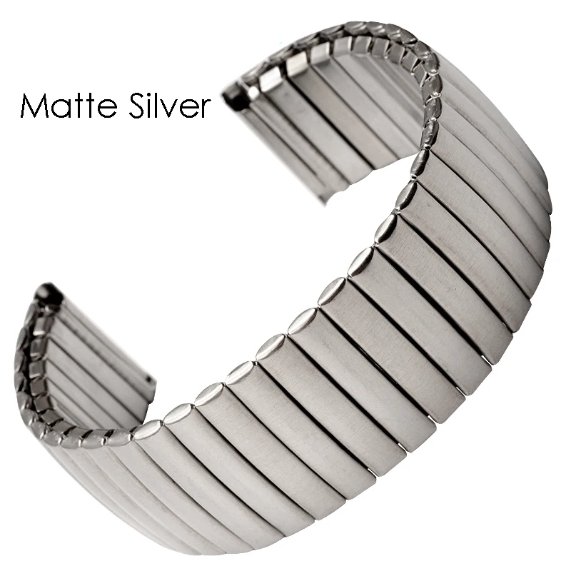 Durable Stainless Steel Elastic Metal Watch Strap - Polished Matte Finish