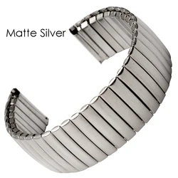 Durable Stainless Steel Elastic Metal Watch Strap - Polished Matte Finish - 22mm (MatteSilver)