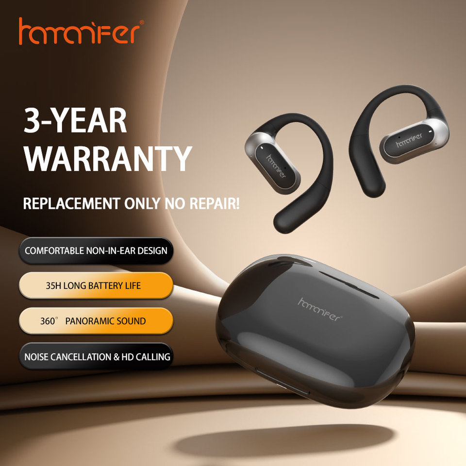 HAMANFER MX12 Open Ear Clip-on Bluetooth Wireless Earphones TWS Sports Headphones Noise Cancelling Air Conduction Long Battery