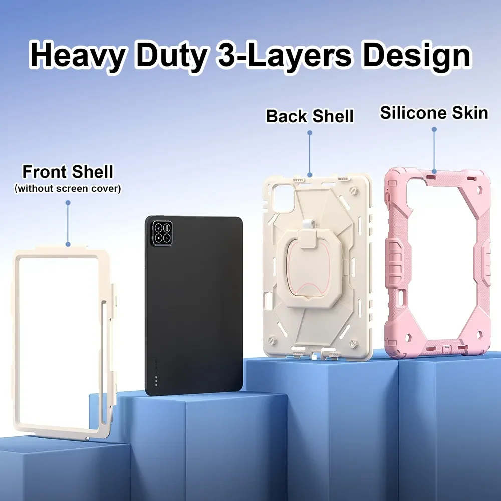 Colorful Kids Tablet Cover with Strap - Durable TPU Silicone+PC Protection