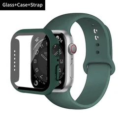 Premium Silicone iWatch Band with Protective Glass Case & Strap - Compatible with Multiple Sizes for 42mm series 321 (29 olive green)