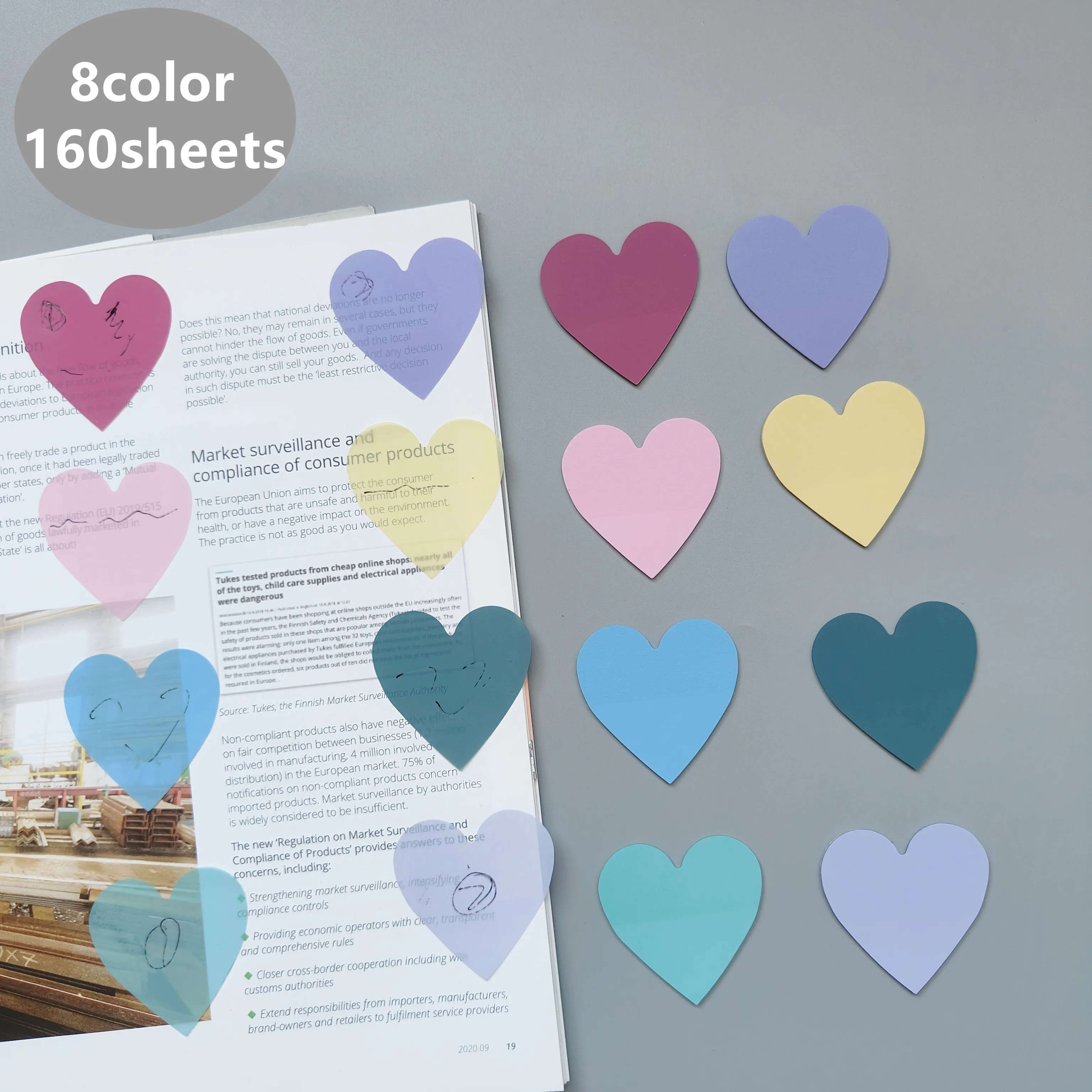 8Packs/Set Transparent Sticky Notes Self-Adhesive BookMarkers Annotation Reading Book Clear Tab Kawaii Cute Stationery 2