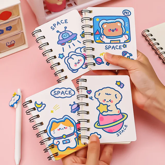 Mini Kawaii Notebook Cute Notebook Mini Spiral Notebook 80page A7 Cute  Cartoon Animals Stationery Pocket Notepad Diary Journal 