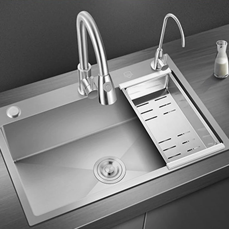 Silver Kitchen Sink 304 Stainless Steel sinks Above Counter or Undermount Installation Single Basin Bar Sink Washing Basin 3