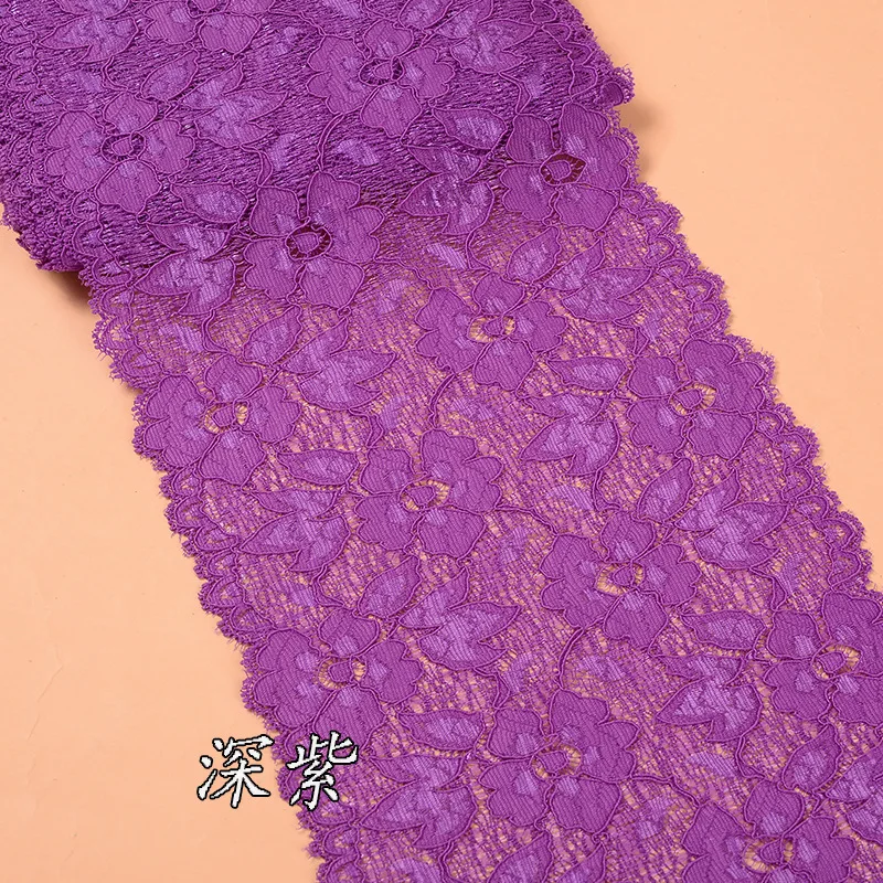 Embroidered White Lace Trim Ribbon - 16cm Wide Fabric for DIY Crafts and Garment Accessories