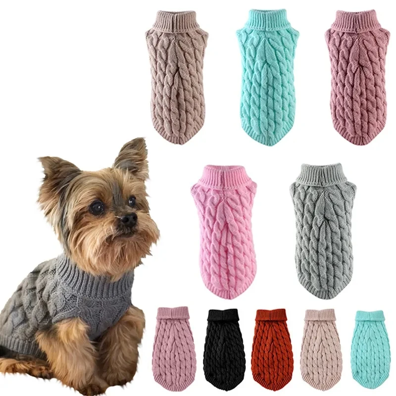 

Dog Winter Sweaters Puppy Warm Turtleneck for Small Medium Dogs Cats Clothes Pet Soft Vest Chihuahua Teddy French Bulldog Coat