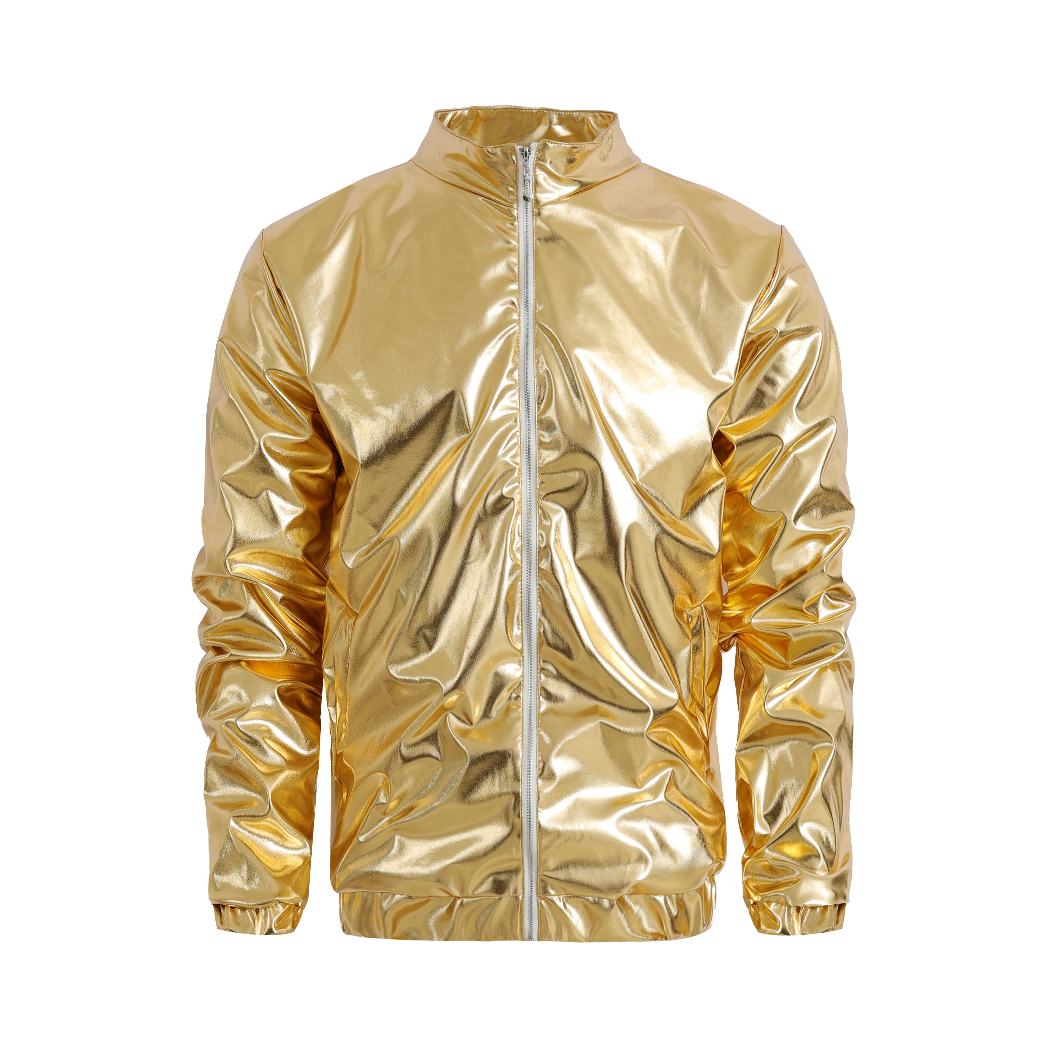 Mens Windbreaker Jackets Nightclub Stage Party Jackets Costume Streetwear Harajuku Hip Hop Reflective Jacket Gold Fashion Coats 3