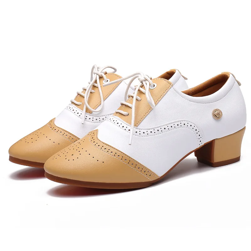 

Teacher Latin Dance Shoes Soft Leather Women Modern Shoes Professional Square Heels 3.5/5cm Ballroom dancing Shoee
