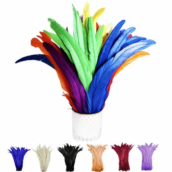 100Pcs 25-45cm Wholesale Rooster Feathers Wedding Crafts DIY Natural Feather Sewing Clothes Handwork Party Plume Decor