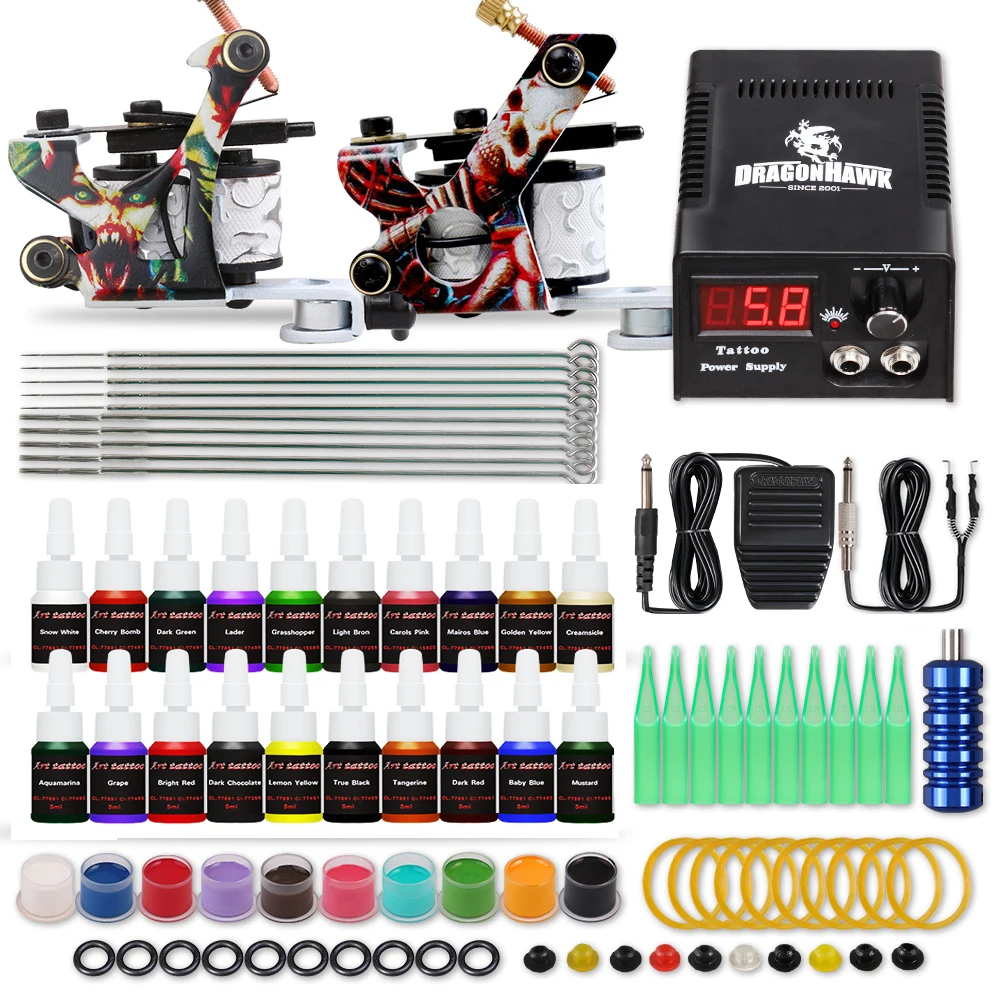 Dragonhawk Beginner Tattoo Machine Kit Complete Supplies