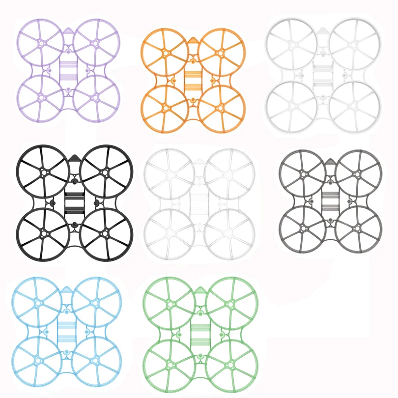 Vue éclatée du lot de 5 châssis pour drone FPV Micro 75II, pièces de rechange disposées en étoile