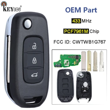 Keyforkess 433MHz muslimah Chip muslimoem Parts Flip Remote Key Fob per Renault Captur Kadjar Kaptur Logan 2 Megane 3 Symbol
