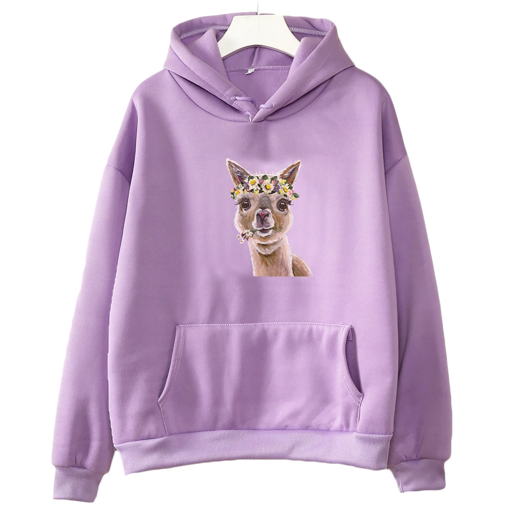 

Alpaca Graphic Hoodies Vicugna Pacos WOMEN Hand-painted Patterns Kawaii/Cute Cartoon Manga Print Sweatshirt Animal Autumn/Winter