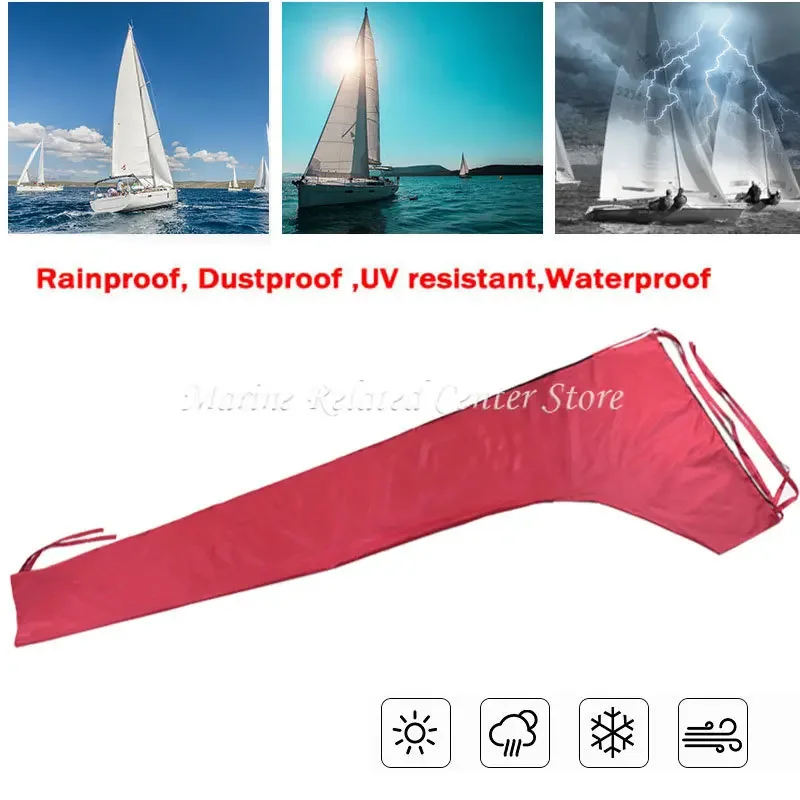 420D Red Waterproof Cover Boat Cover, Mainsail Boom Sail Cover, 9-10Ft 10-11Ft Windproof Sunshade Anti Scratch Dustproof Cover