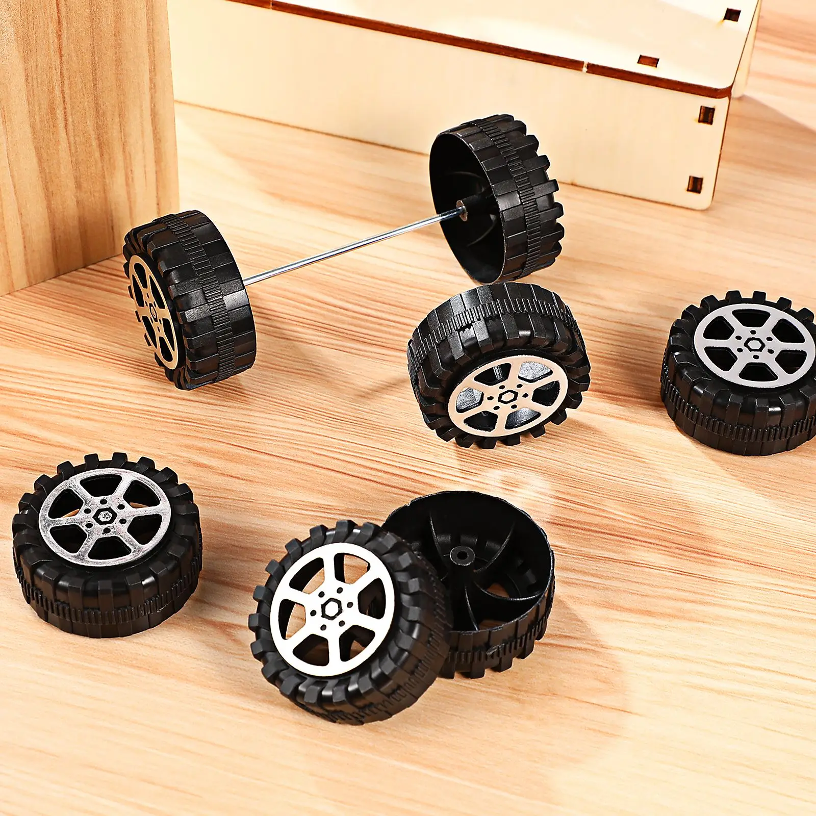 Mini-Kunststoff räder mit Runds tange achsen für Spielzeug autos und  RC-Fahrzeuge-Spielzeug auto Teil Welle Spielzeug räder