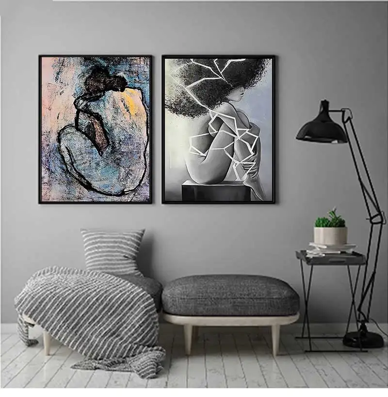 White Wall Picture Poster Print Home Decor Beautiful Woman abstract
