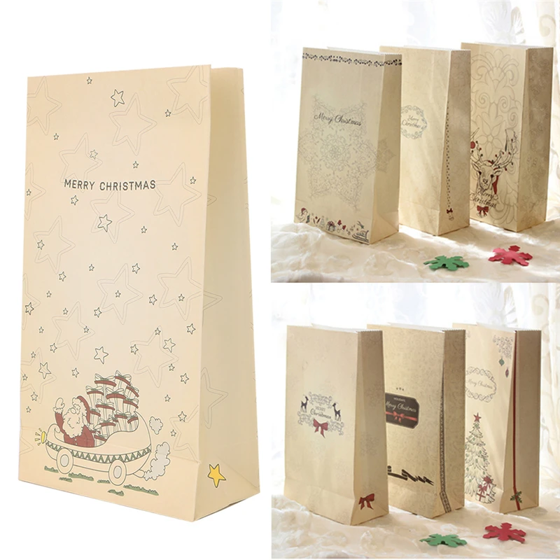 

8 шт. крафт-бумага Рождественский подарок печенье печенье закуска сумка вечеринка бантом свадьба