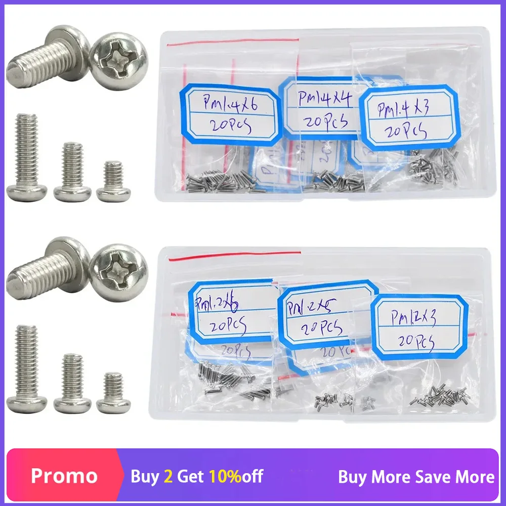 M1 M1.2 M1.4 M1.6 M2 Phillips Pan Small Screws Sunglasses Metric Thread Eyeglass Watch Bolt 304 Stainless Steel Spectacle Screw