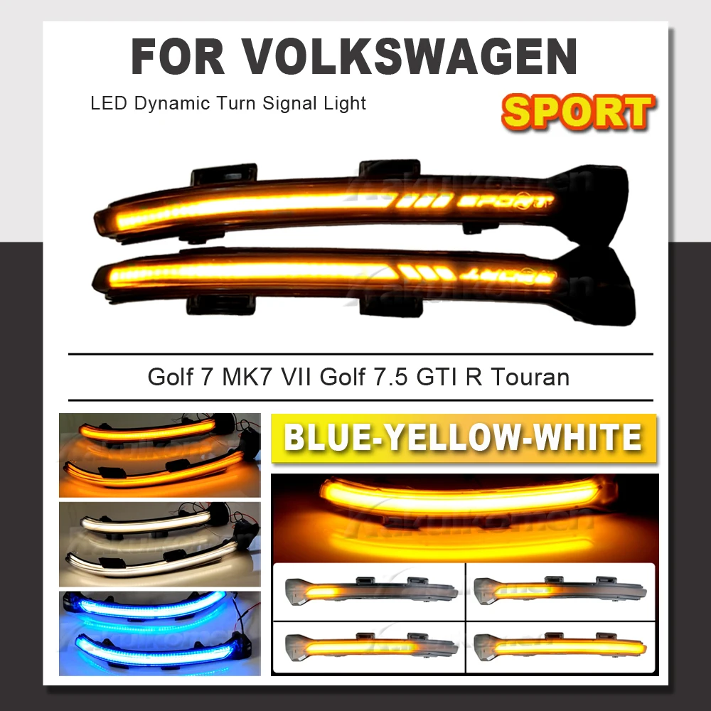 2Pcs For VW Golf 7 MK7 7.5 GTI R Sportsvan Touran L II LED Dynamic