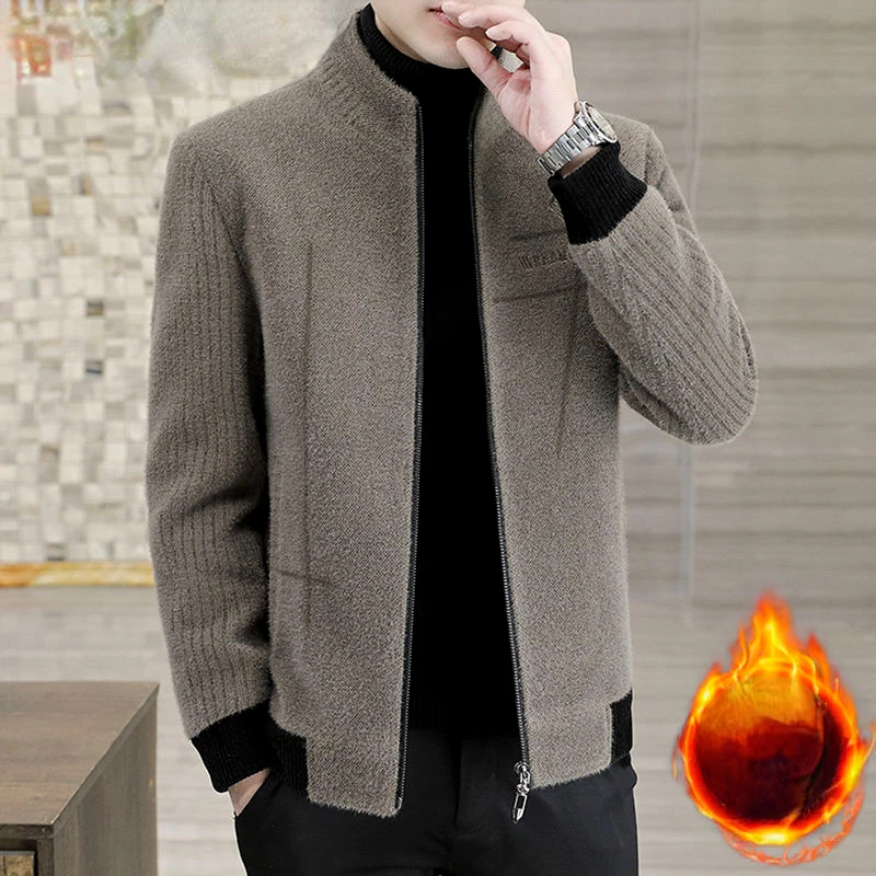 

Autumn Winter Short Woolen Coat Merino Wool Men Korean Mink Imitation Jacket Trendy Heavy Clothes Overcoat Heren Jacket C109