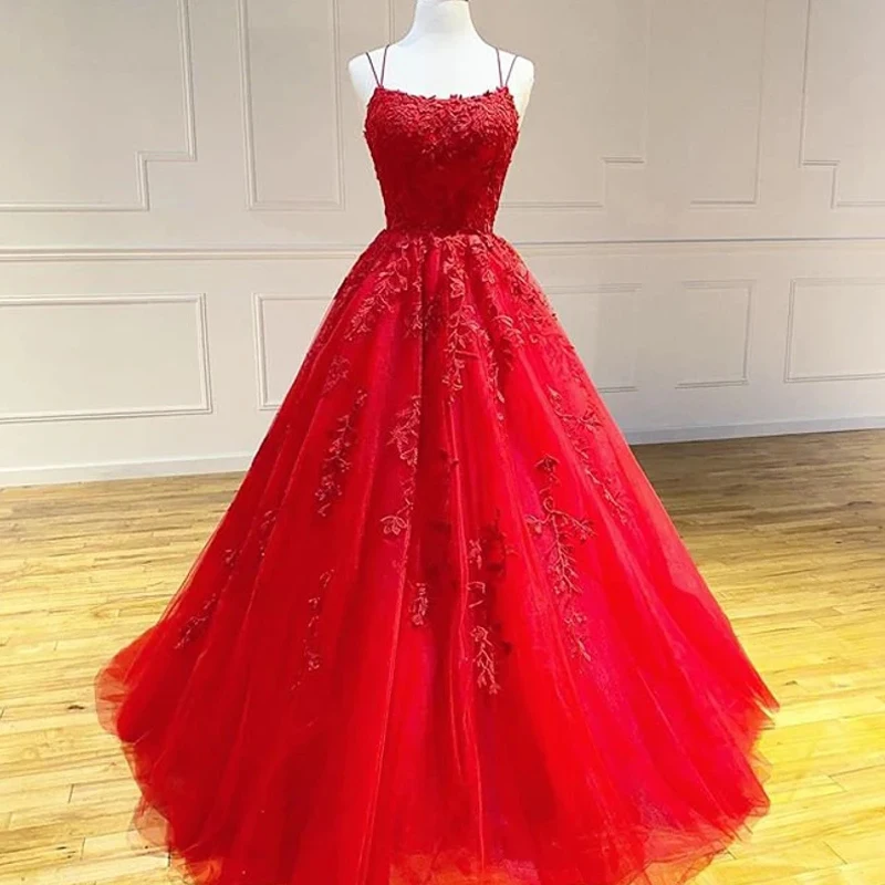 BlueDress Store Red A-Line Scoop Sweep Train Tulle ExquisiteParty Dress Prom Dress Vestido De Noiva Brautkleider Robe De Mari&eacute;e