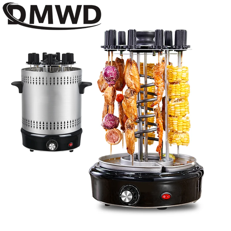 DMWD 1200W Automatic Barbecue Machine Electric Grill Small Household Smoke Free Family Flip Grill Electric Skewer 9/10 Kebabs 3