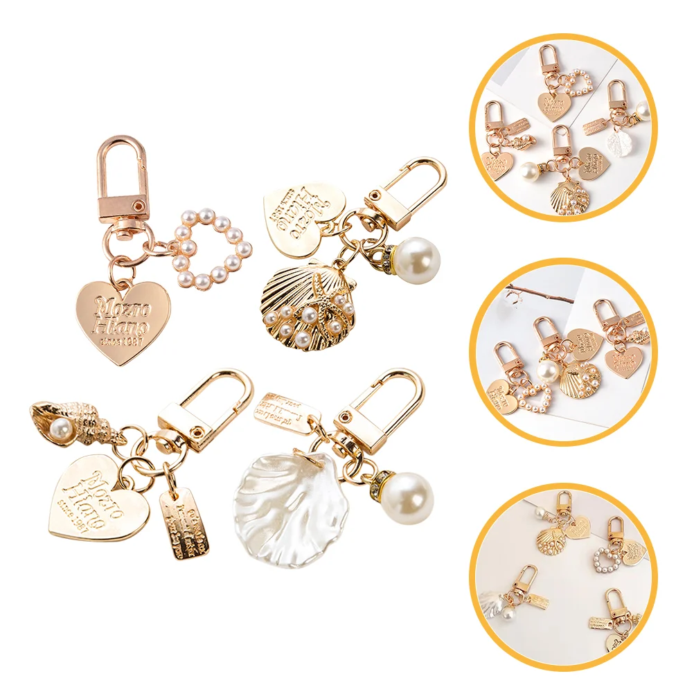 

Shell Keychain Pearl Women Chains Faux Keyring Lovely Metal Decoration Backpacks for Girls