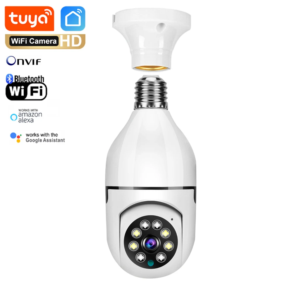 Panoramic Bulb Camera Tuya 3MP/4MP/5MP WiFi Two Way Voice AI Human Detection Night Vision E27 Camera HD Surveilance Light Blub 1