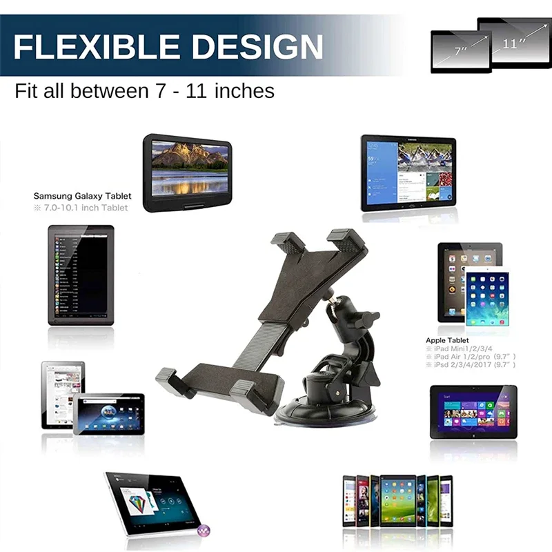 Tablet Car Holder Stand For iPad Air 1 2 Mini 2 3 4 Pro 9.7 10.5 Universal Windshield Car Mount For 7-11 inch Samsung Tab tablet holder