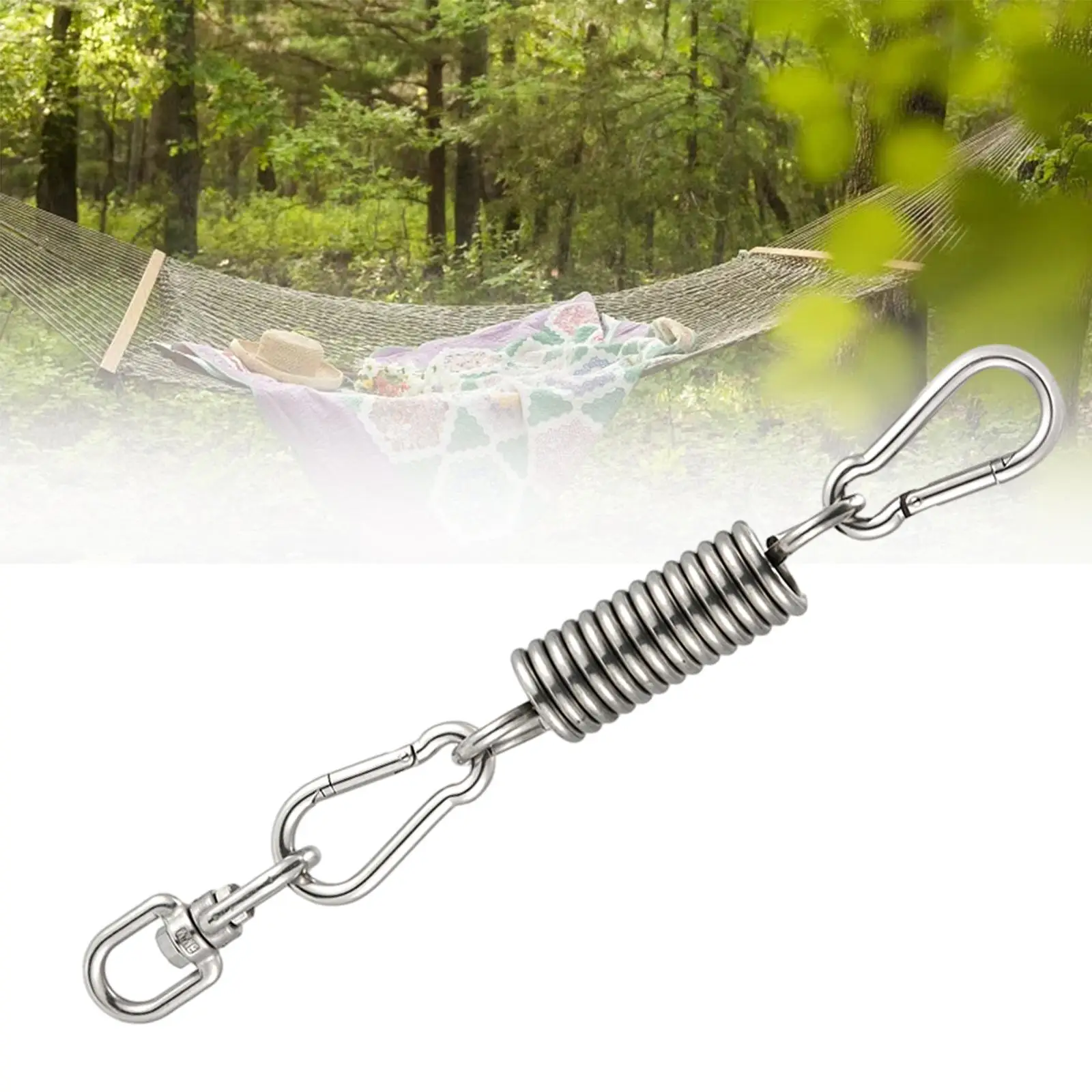 Hammock Chair Spring Hook Set Outdoor Hardware Kit Hanging Chair Stainless Steel Swivel Hook for Chairs Patio Ceiling Yoga Porch