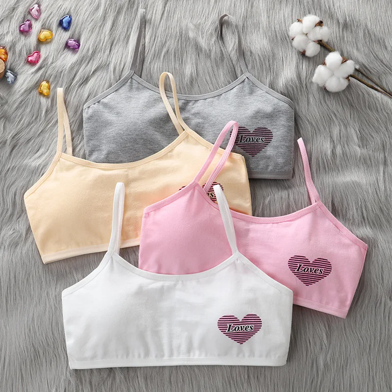 

Girl Bras Teen Top Underwear Vest Puberty Training Bras Tube Top 7-14Y LOVE Letters Wireless Comfort Girls Bra