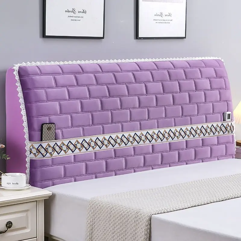 

Modern Style Elastic Flannelette Quilted Bedside Cover Anti-collision Thicken Headboard Cover Soft Breathable Dust Protect Cover