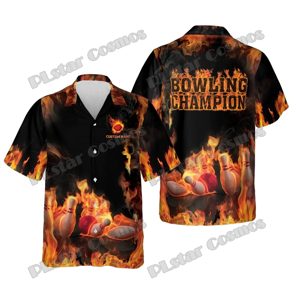 Benutzerdefinierter Name Lustiges Split Happens Bowling 3D-gedrucktes Herren-Hawaiihemd Sommer Unisex Lässiges Kurzarm-Button-Down-Hemd SH21 – Detail 11