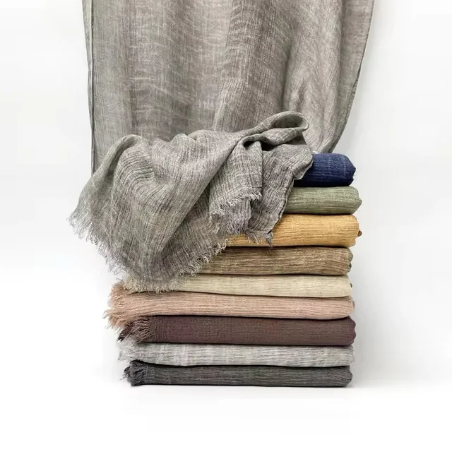 107506-535f5d.jpg Écharpe Hijab Royan en coton froissé pour femmes musulmanes, châles longs et doux islamiques, enveloppes courtes à pampilles, accessoires Bufanda