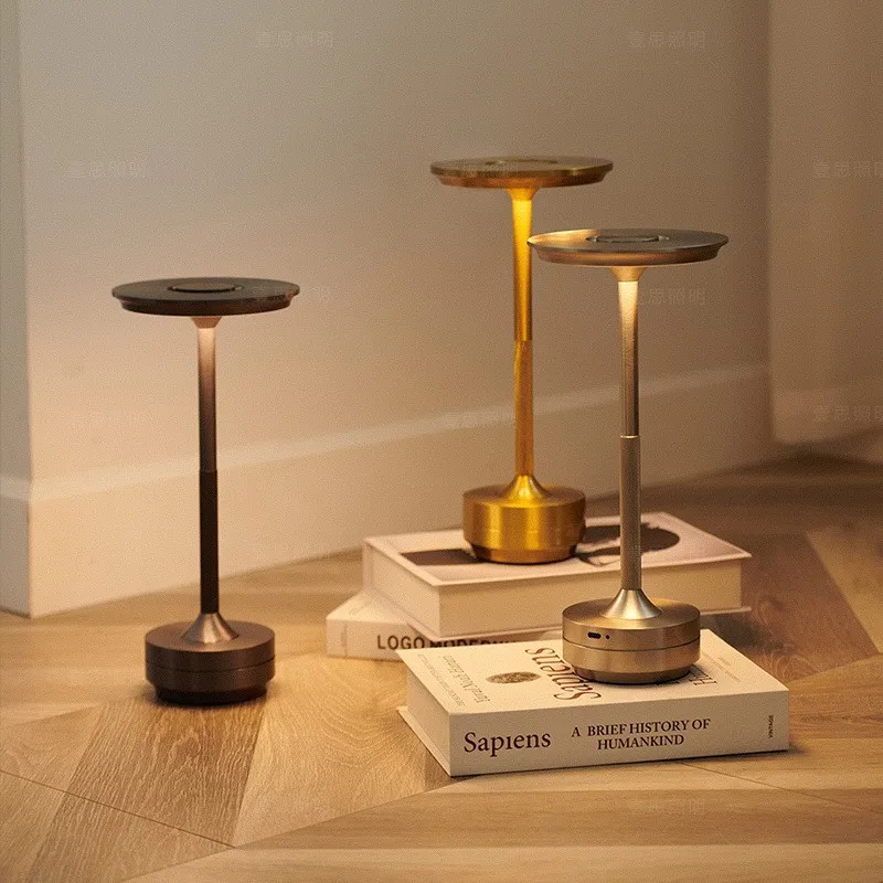 Table Lamp LED Night Lamp LED Desktop Lamp USB Touch Dimming Metal Recharge Night Light Coffee Bar Restaurant Bedside Reading Decoration Table Lamps