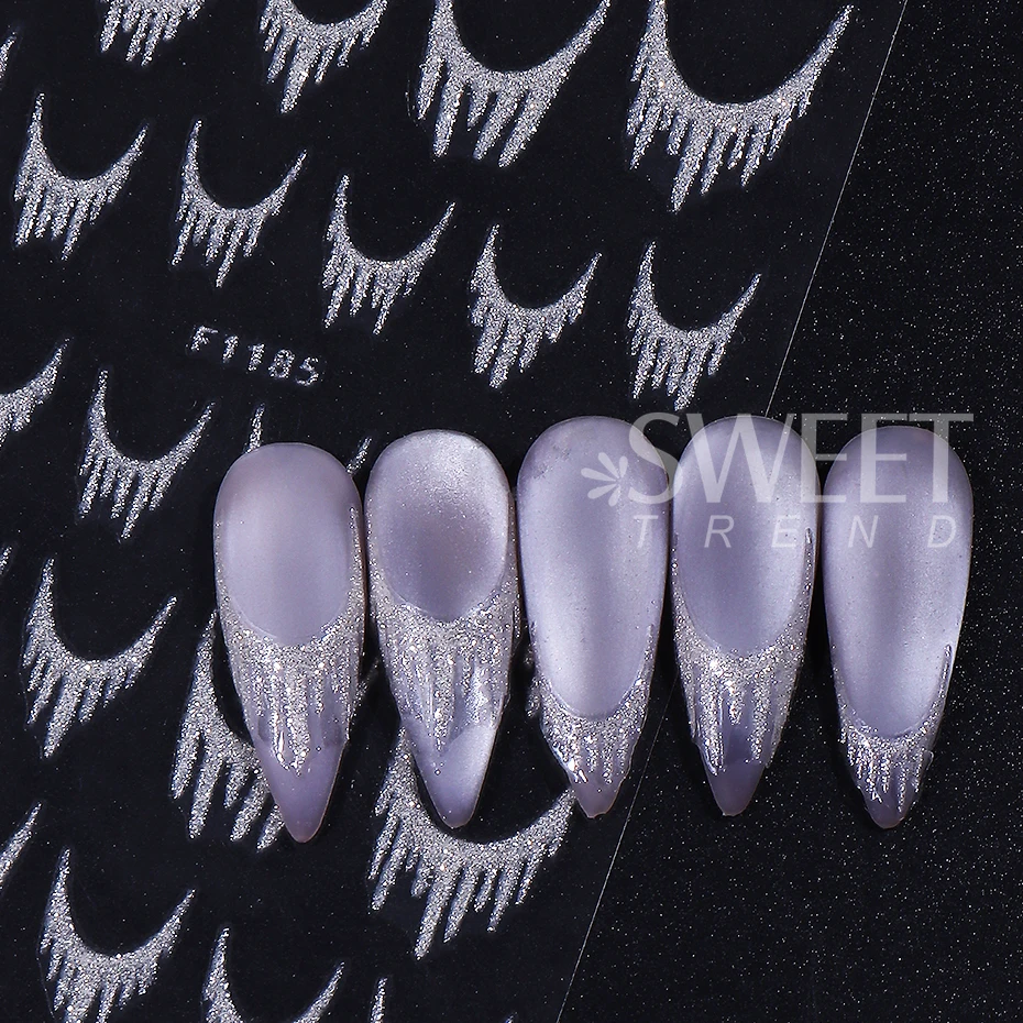 4pcs French Stripes Line Nail Art Stickers Holographic Gold Silver Glitter Line Simple Slider Nail Decal DIY Manicure Decoration