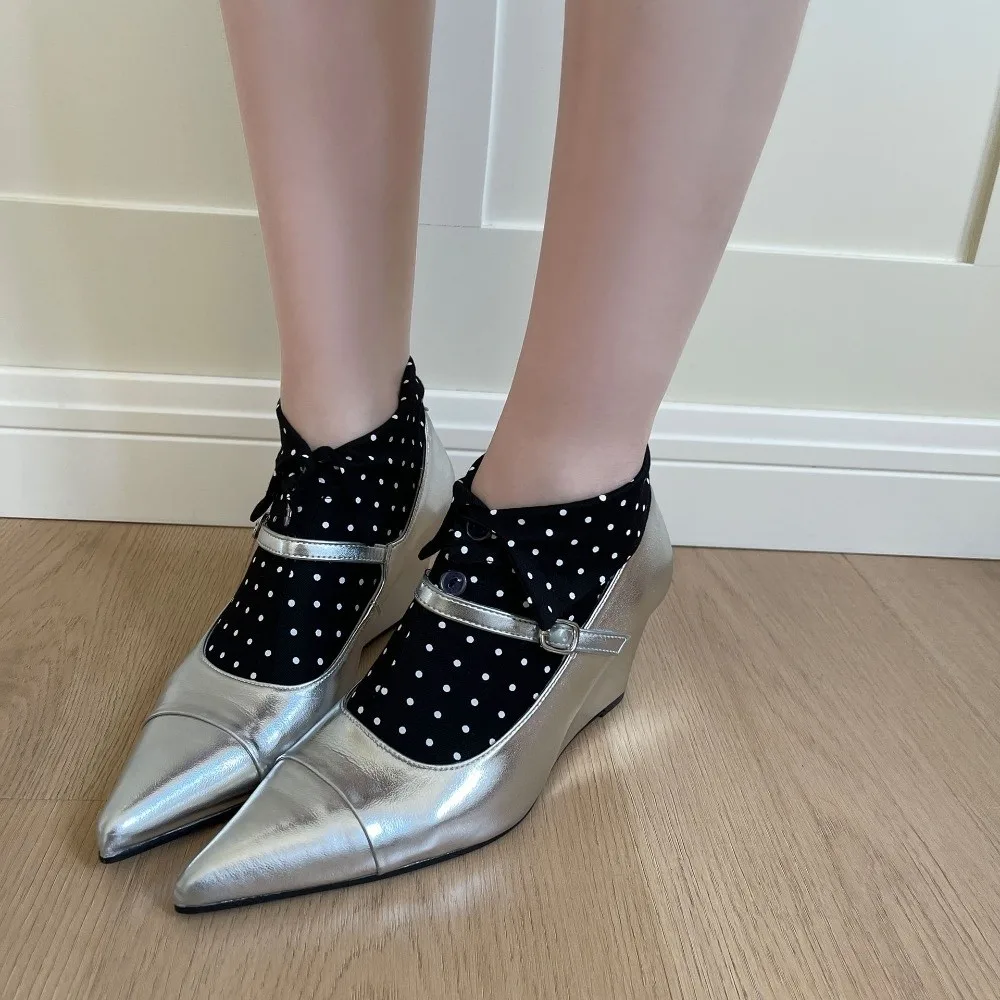 Einzigartige Knopf Flip Kragen Socken Neuheit Revers Polka Dot Socken Kreative Patchwork Kurze Knöchel Socken Streetwear – Detail 8
