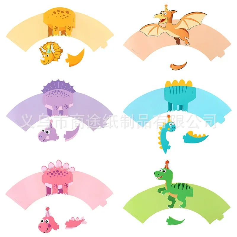 Cute Cartoon Dinosaur Cake Topper Jungle Safari Dino Birthday Cake Surround Kids Happy Birthday Dinosaur Theme Party Cake Decor