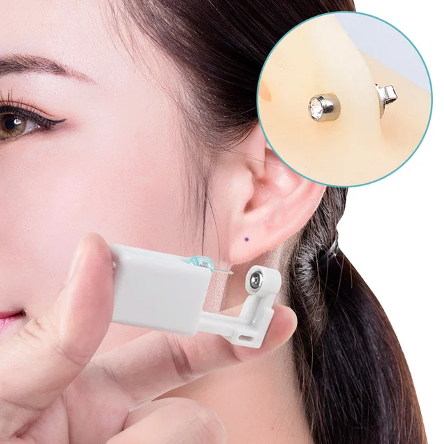 2 Pack Portable Ear Piercing Kit Ear Nail Gun Disposable Aseptic Household  3mm Ear Piercing Gun - AliExpress