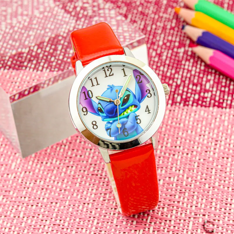Disney Stitch Children's Watches Cartoon PU Strap Analog Watch Kids Quartz Watches Boys Kids Gifts for Primary School Students 5
