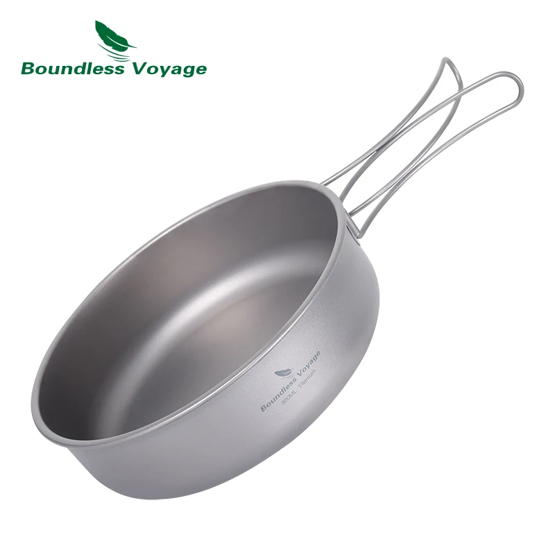 Camping Cooking Pot Boundless Voyage Multifunctional Titanium Steamer Soup Pot Frying Pan Set with Lid Outdoor Mess Kit Ti2057C