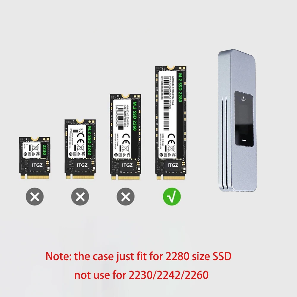 9210B/9210 M.2 NVMe SSD Enclosure Adapter with Screen Display USB 3.2 Gen2 10gbps M2 Case 2280 Aluminum External M2 2280 Reader